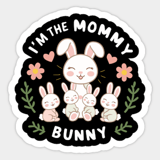 Adorable Mommy Bunny and Babies Springtime Love Design Sticker